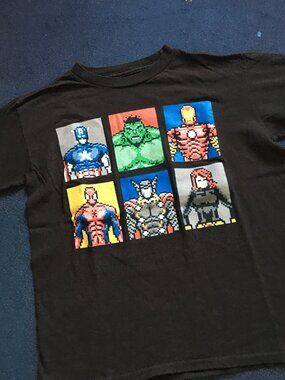 Marvel Avengers 8-Bit Pixel Art Graphic Print T-Shirt 6T